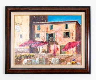 IMPRESSIONIST CAFE SCENE BY JERRY GEORGOFF O/C