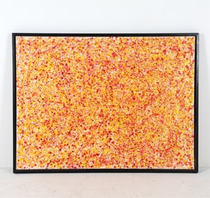 CONTEMPORARY FRAMED ABSTRACT A/C PAINTING