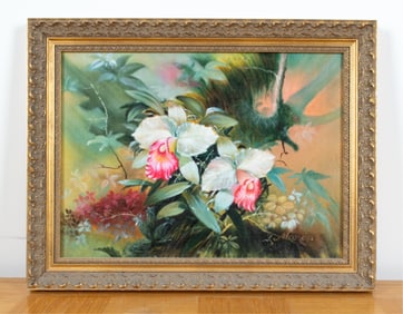 SIGNED STILL LIFE FLOWER O/C PAINTING