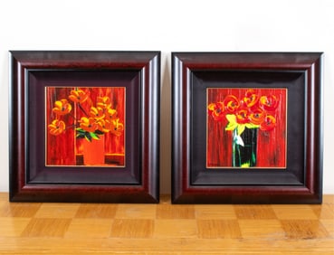 (2) JALINE POL - PAIR OF RED STILL LIFE PRINTS