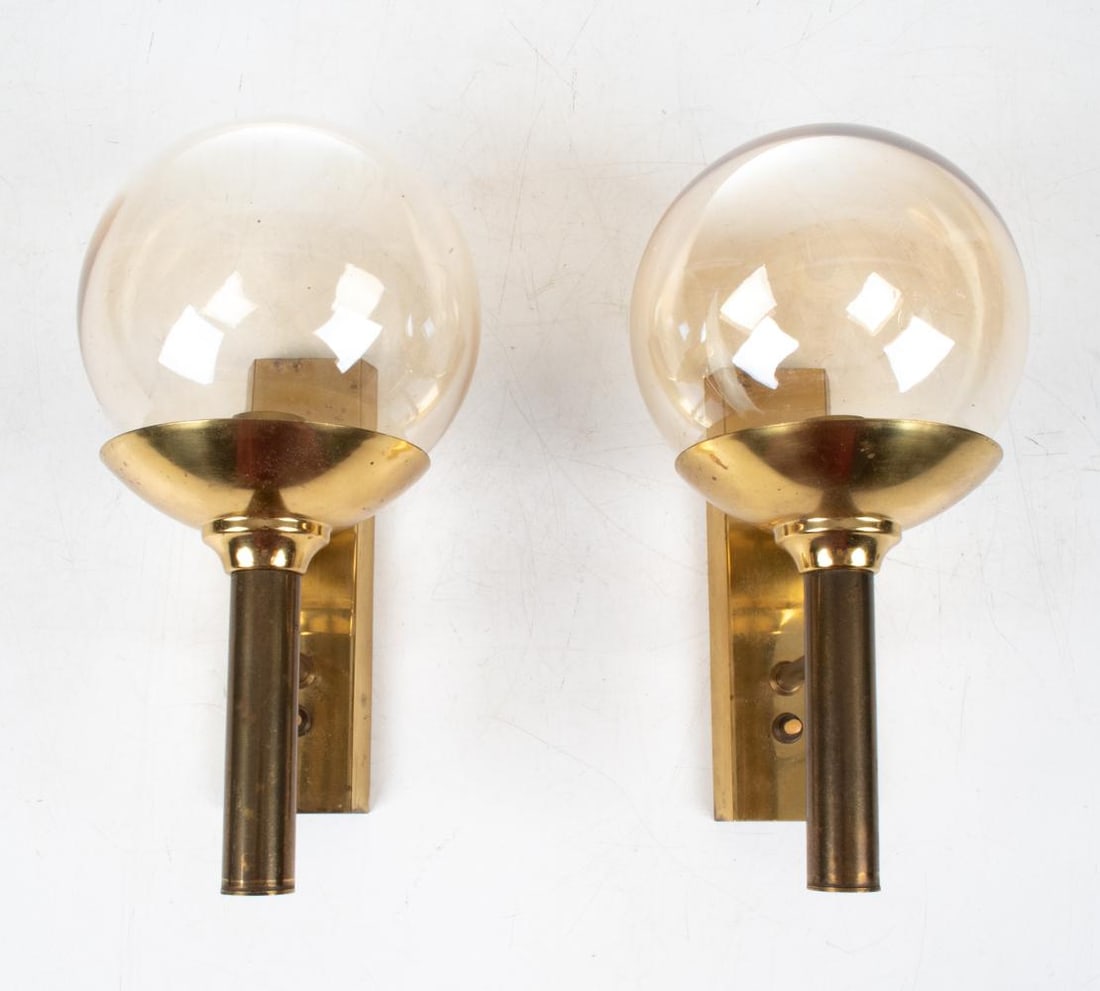 PAIR OF SV. MEJLSTROM BRASS & GLASS SCONCES (1 of 6)