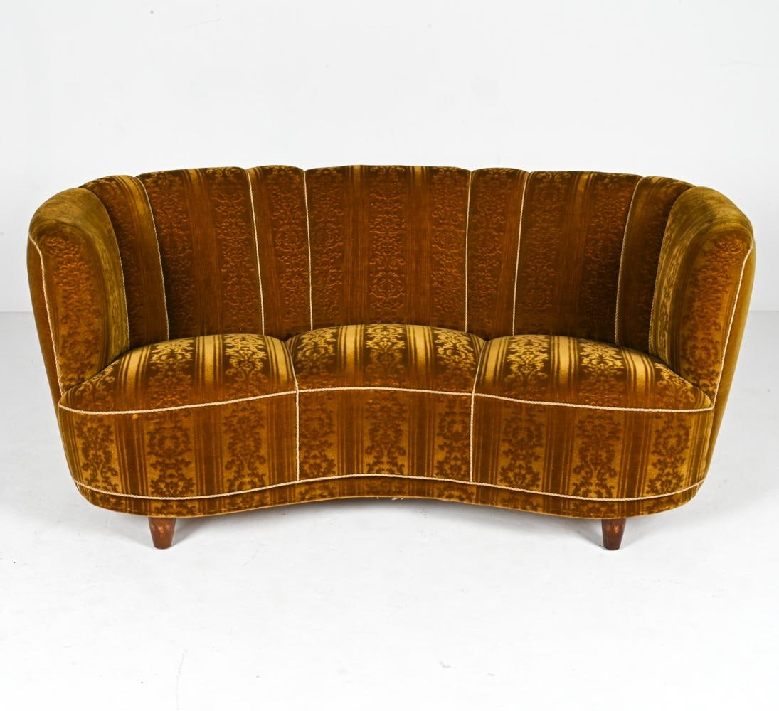 SLAGELSE DANISH SCULPTED MOHAIR BANANA SOFA (1 of 18)