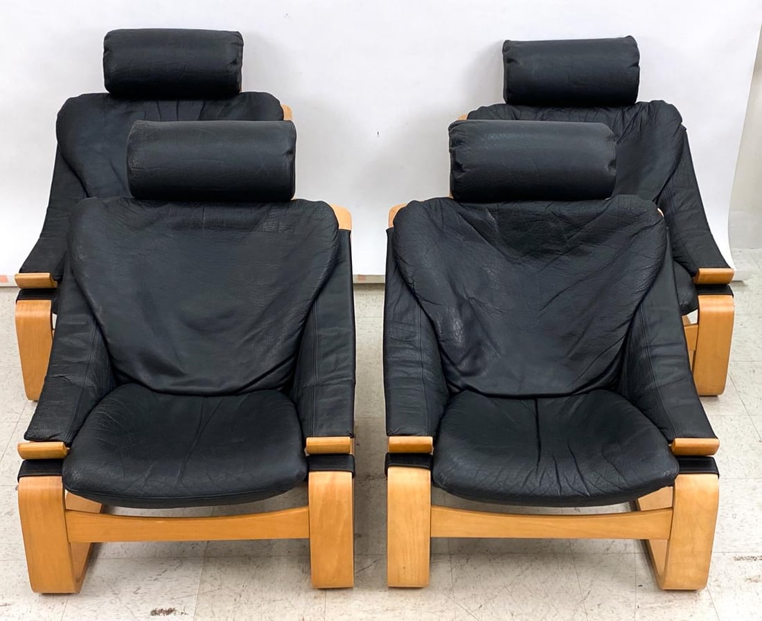 (4) KROKEN LOUNGE CHAIRS BY AKE FRIBYTTER: Presenting the Kroken Lounge Chair, an exceptional design by ?ke Fribytter for Nelo M?bel of Sweden, hailing from the stylish era of the 1970's. Take advantage of this rare opportunity to purchase up 