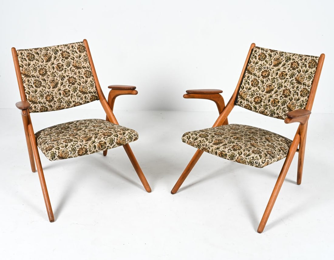 PAIR OF ARNE HOVMAND OLSEN STYLE TEAK ARMCHAIRS (1 of 15)