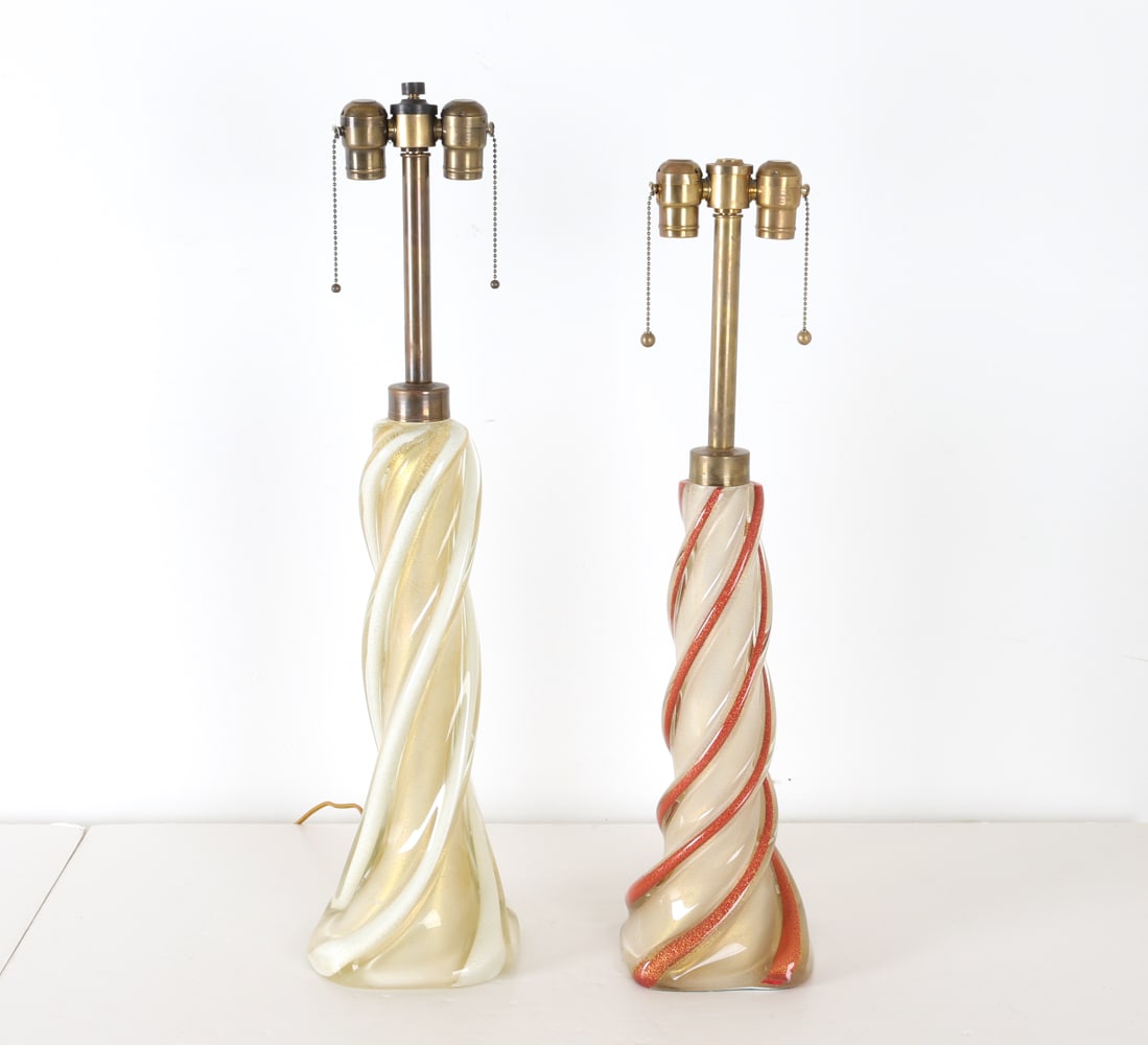 (2) MID-CENTURY ITALIAN CAMER GLASS SWIRL LAMPS (1 of 11)