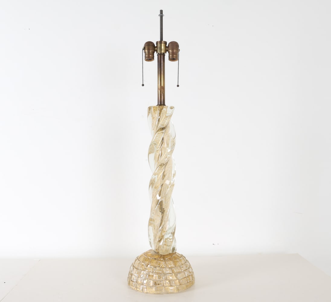 MID-CENTURY MURANO GLASS GOLD FLECK TABLE LAMP (1 of 12)