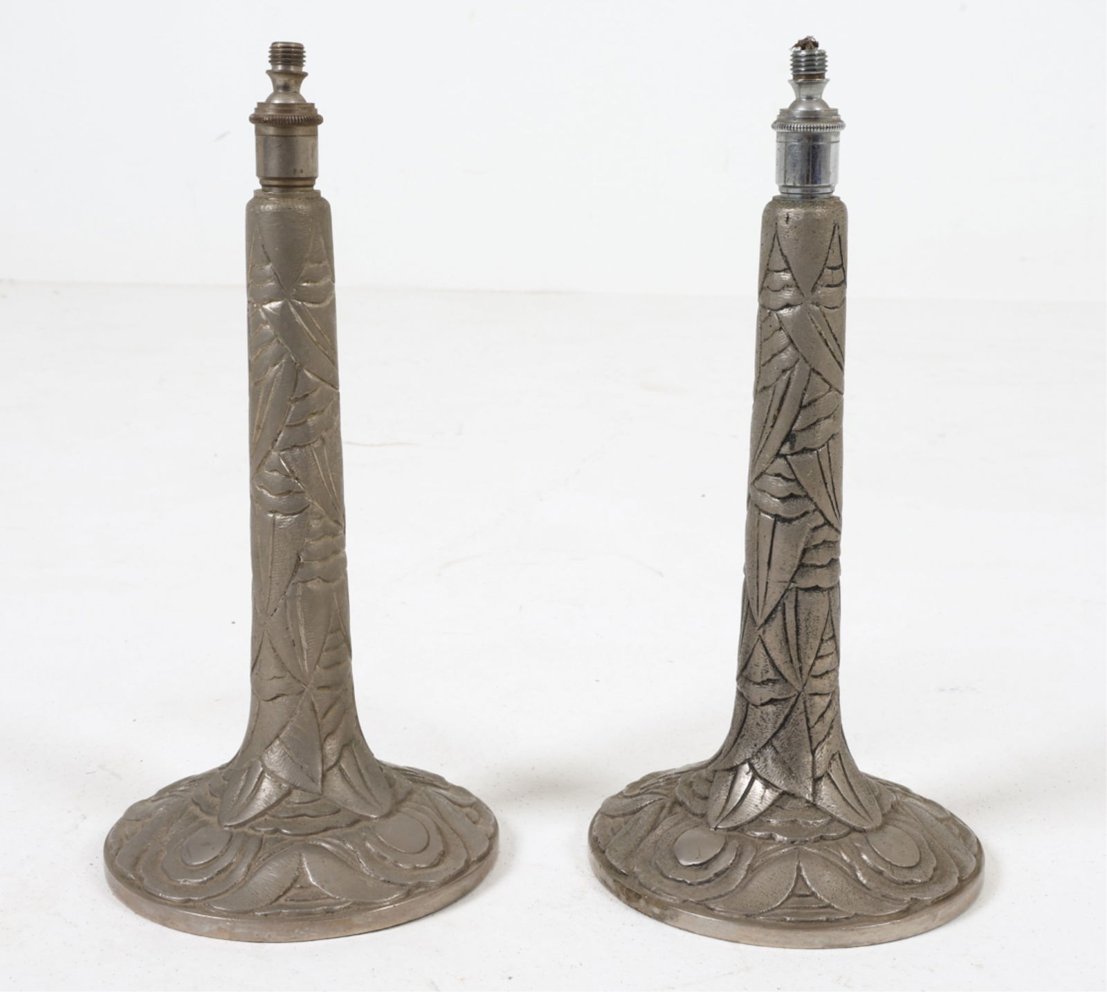 PAIR OF ART DECO ALUMINUM LAMP BASES (1 of 10)