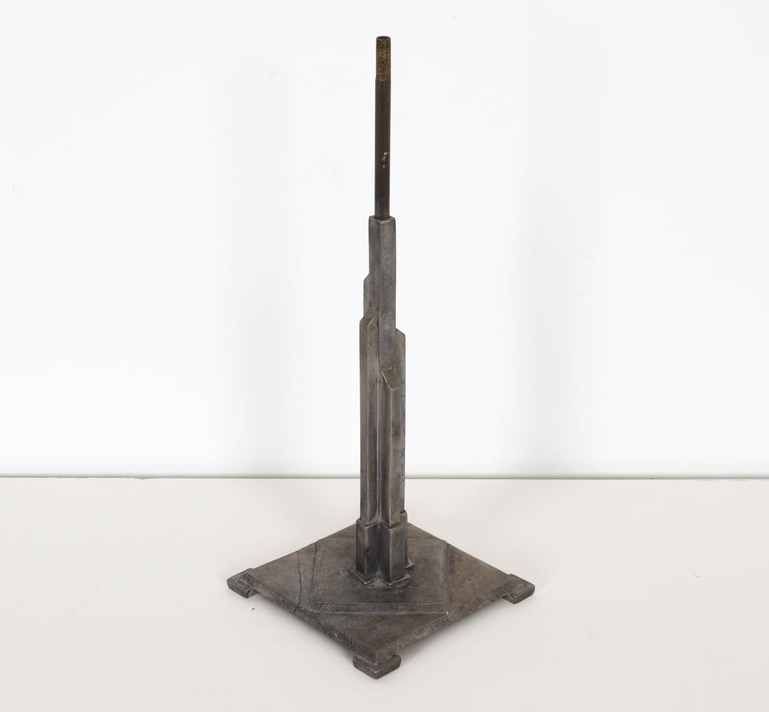 NICKEL BRONZE LAMP BASE ATTR. WALTER VON NESSEN (1 of 8)