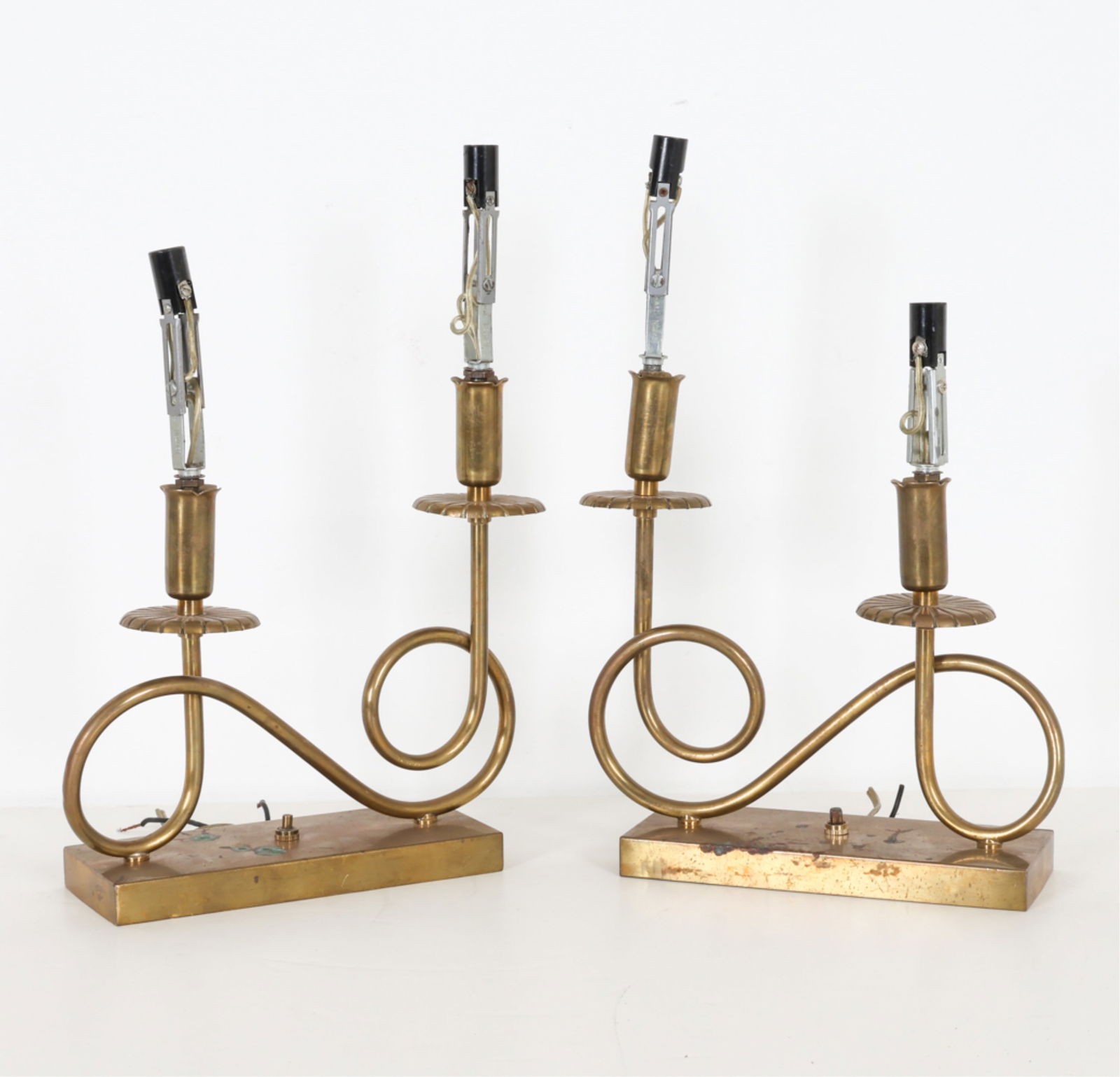 PAIR OF BRASS LAMPS MANNER OF PARZINGER (1 of 11)