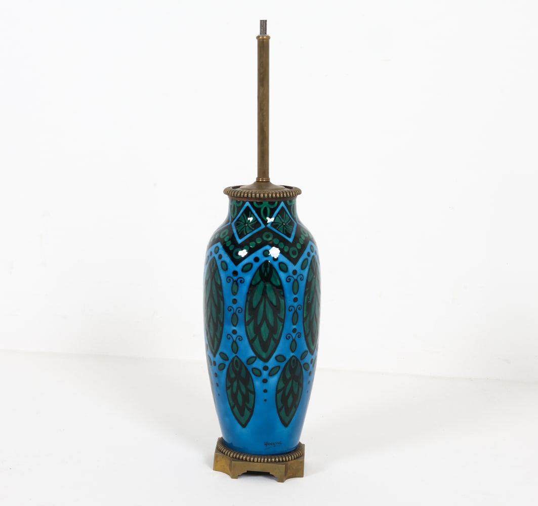 L. BOURGEOT ART DECO CERAMIC VASE LAMP BASE (1 of 12)