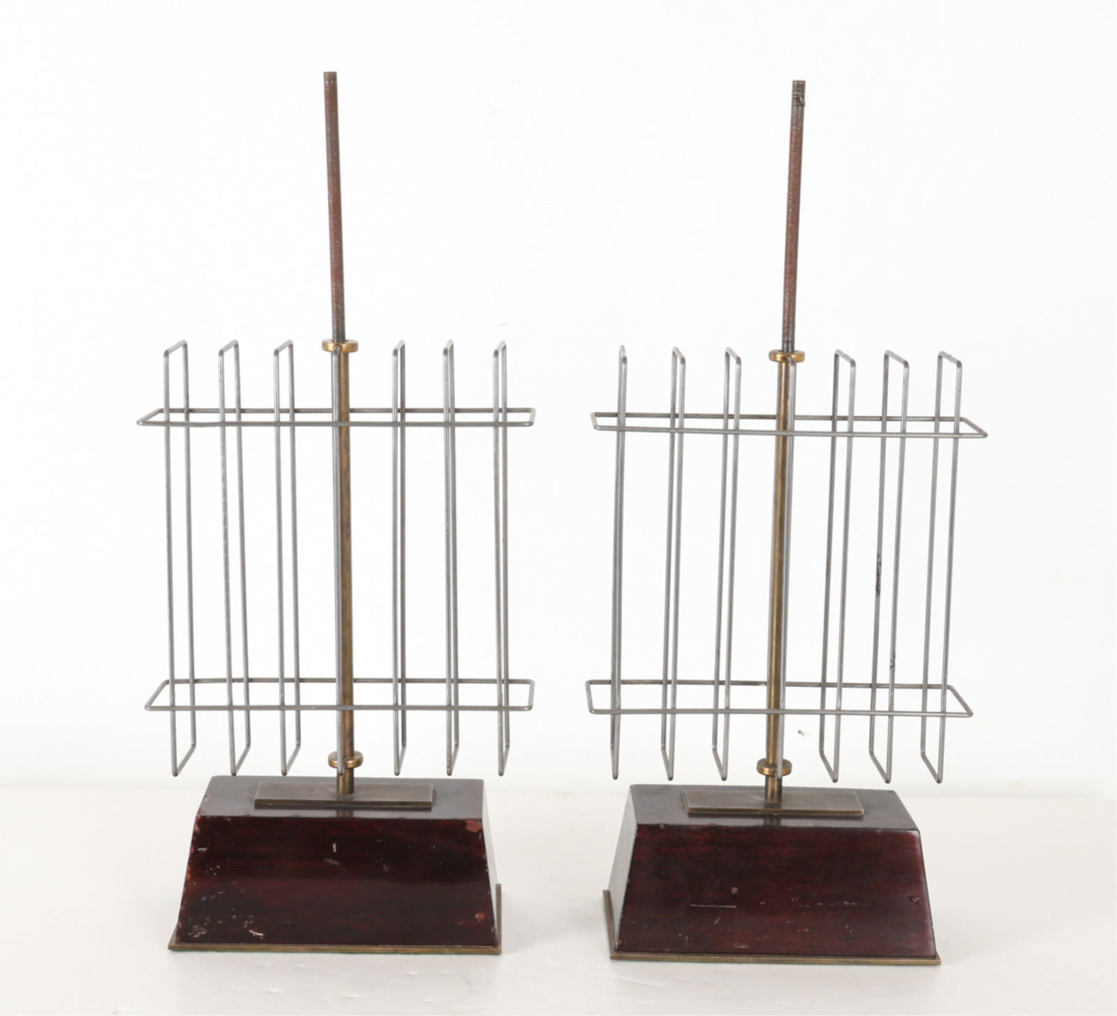 PAIR OF STEEL WIRE CAGE FORM LAMP BASES (1 of 10)