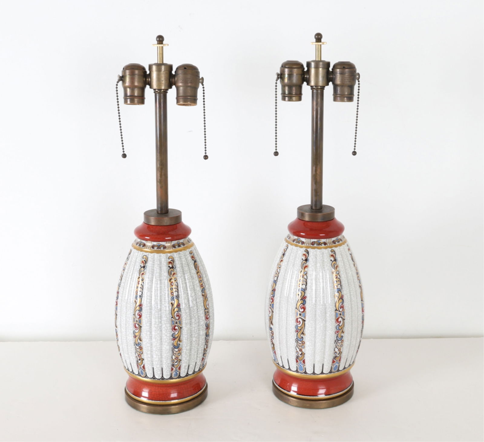 PAIR OF DECO STYLE CERAMIC LAMPS (1 of 10)