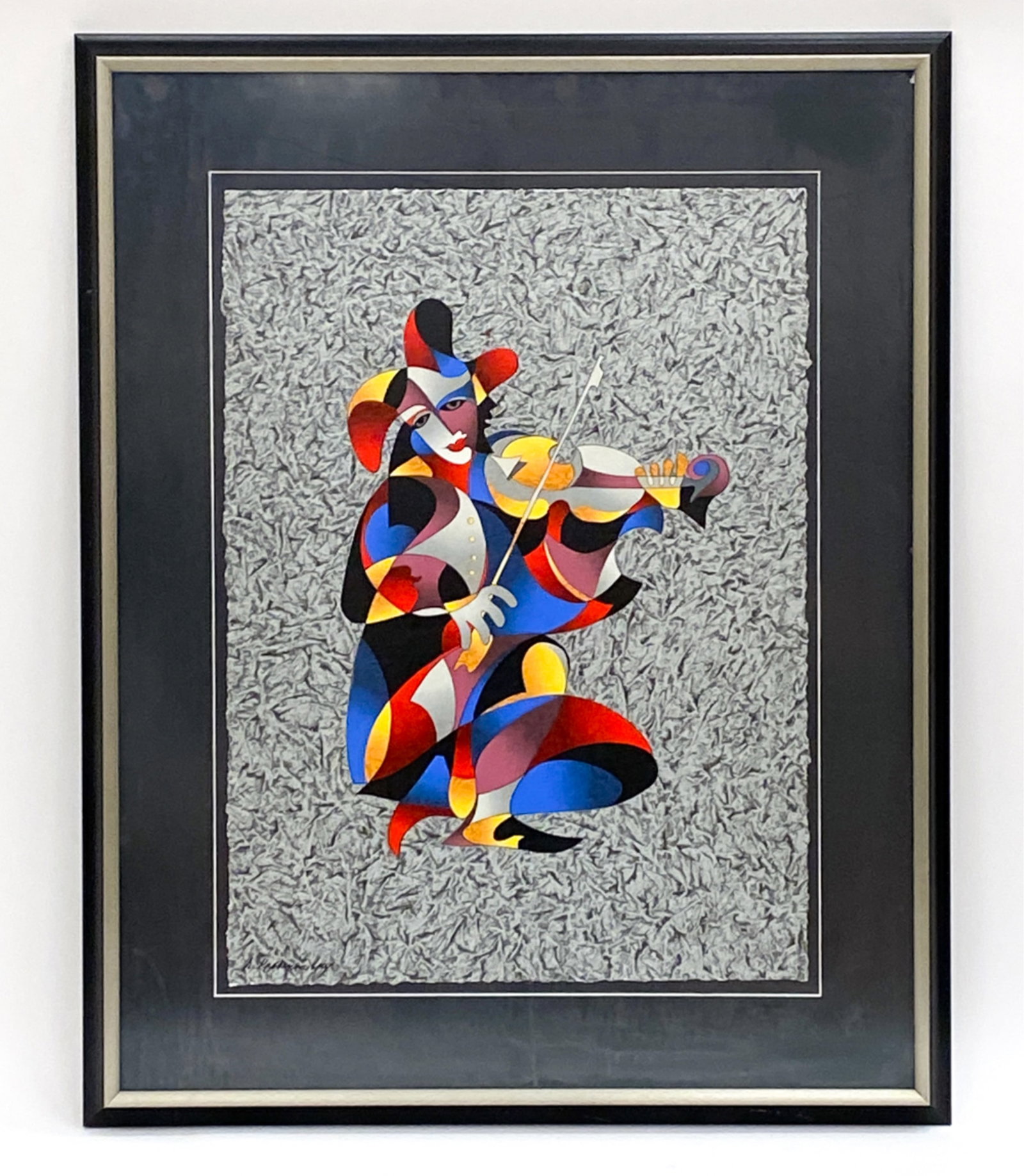 ANATOLE KRASNYANSKY ?VIOLINIST II? SERIGRAPH: Comes with certificate of authenticity. Signed in ink and numbered, edition 347/350 Titled Violinist II, dated 2003. Frame: H 35" x W 27.25" Sight: H 23.25" x W 17.25" Condition: Marks and dings to fr