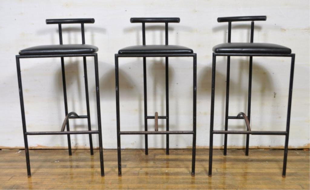 3 TOKYO STOOLS BY RODNEY KINSMAN FOR BIEFFEPLAST: ITALY C. 1985 Measures: 17" x 15" x 34"