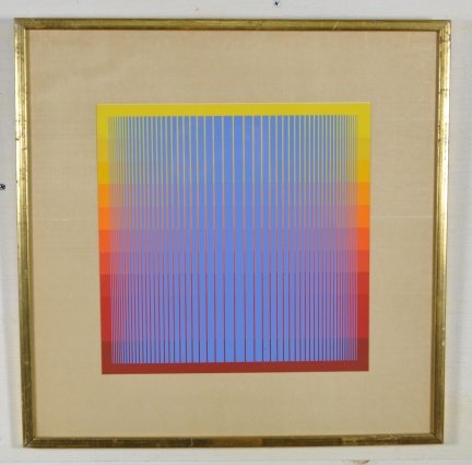 RICHARD ANUSKIEWICZ 1969 LITHOGRAPH PRINT: Framed edge Measures: 19" x 19"