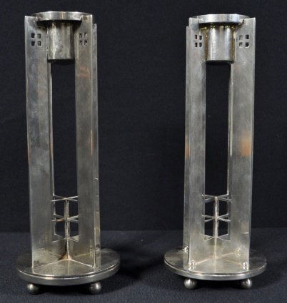 RICHARD MEIER FOR SWID POWELL CANDLESTICKS: Measures: 4" x 9"