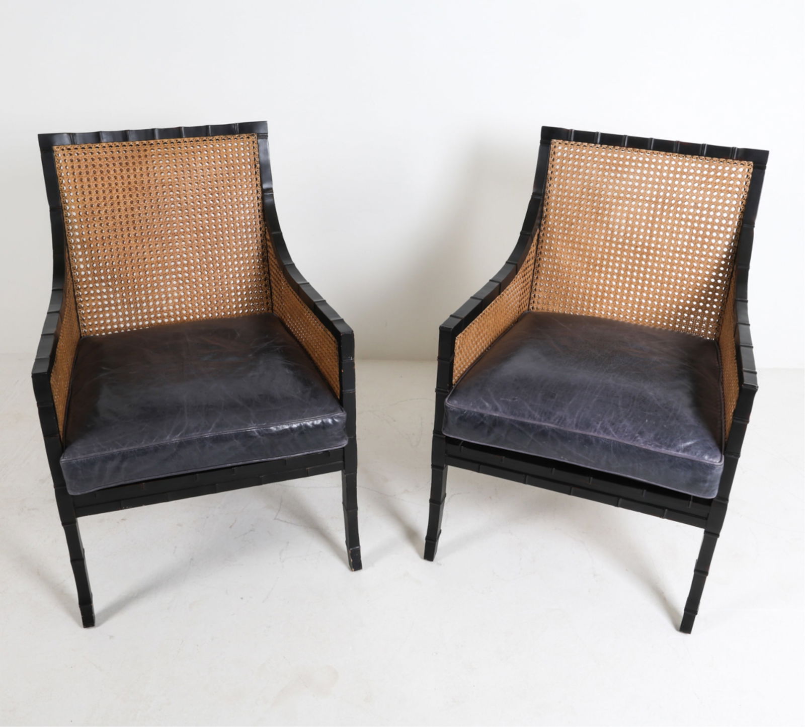 PAIR WOVEN CANE LOUNGE CHAIRS (1 of 15)