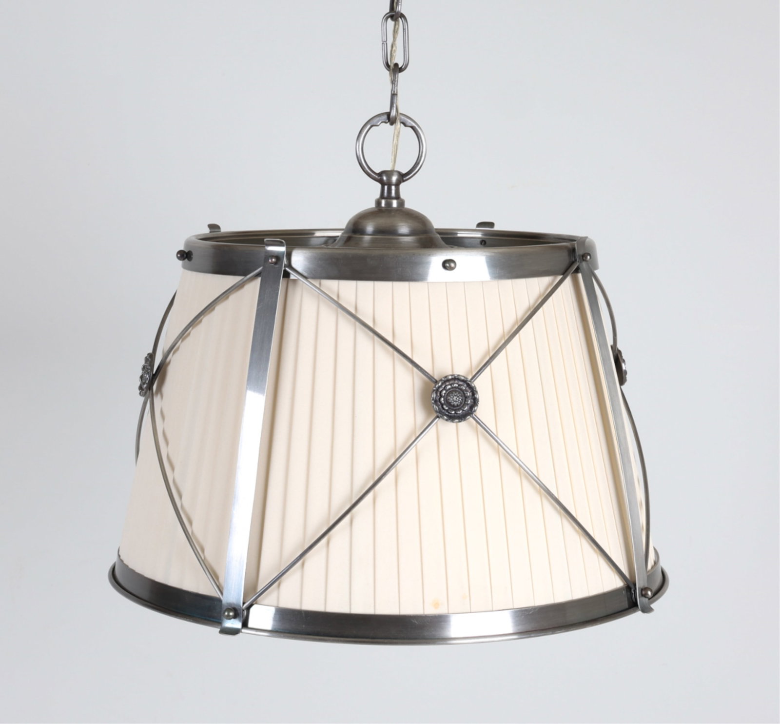 CUSTOM ITALIAN PEWTER AND FABRIC PENDANT LIGHT (1 of 13)