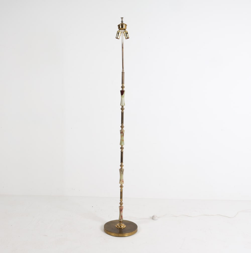 BRASS & GREEN ONYX FLOOR LAMP C.1960'S (1 of 10)