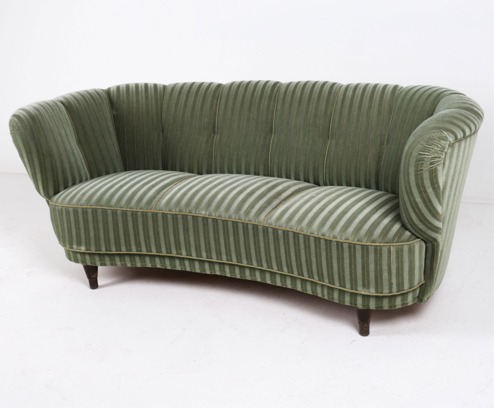 DANISH MOHAIR VELVET BANANA SOFA, CIRCA 1950'S (1 of 20)
