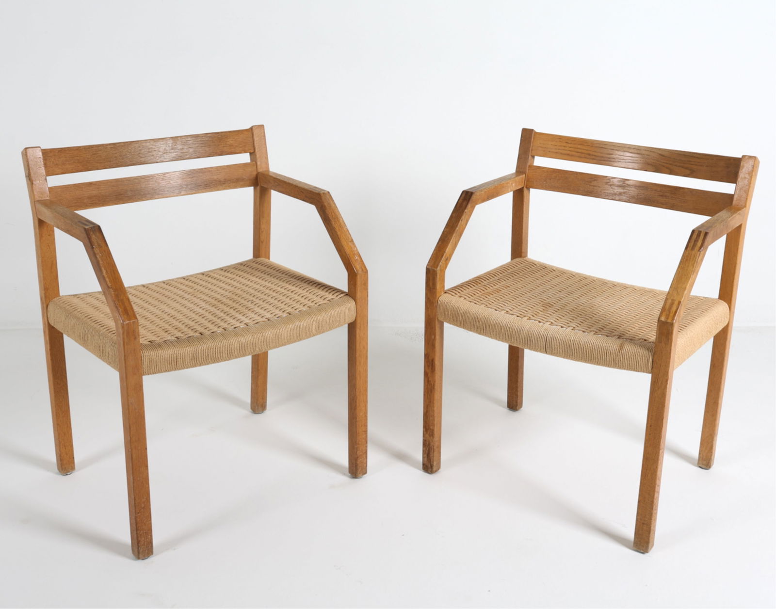 (2) NIELS MOLLER MODEL 404 OAK & PAPERCORD CHAIRS (1 of 12)