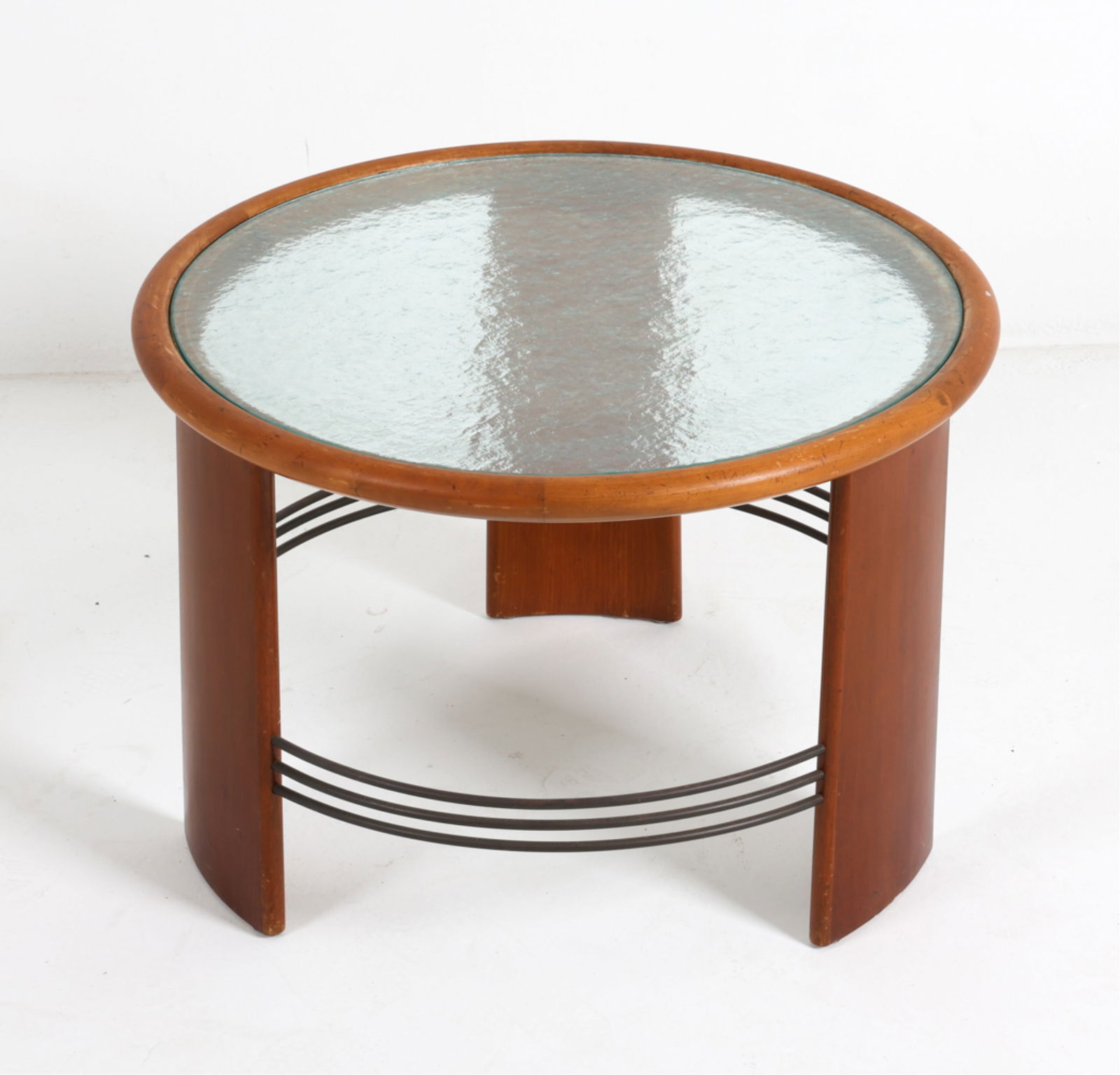 DANISH BEECH & GLASS ART DECO STYLE SIDE TABLE (1 of 10)