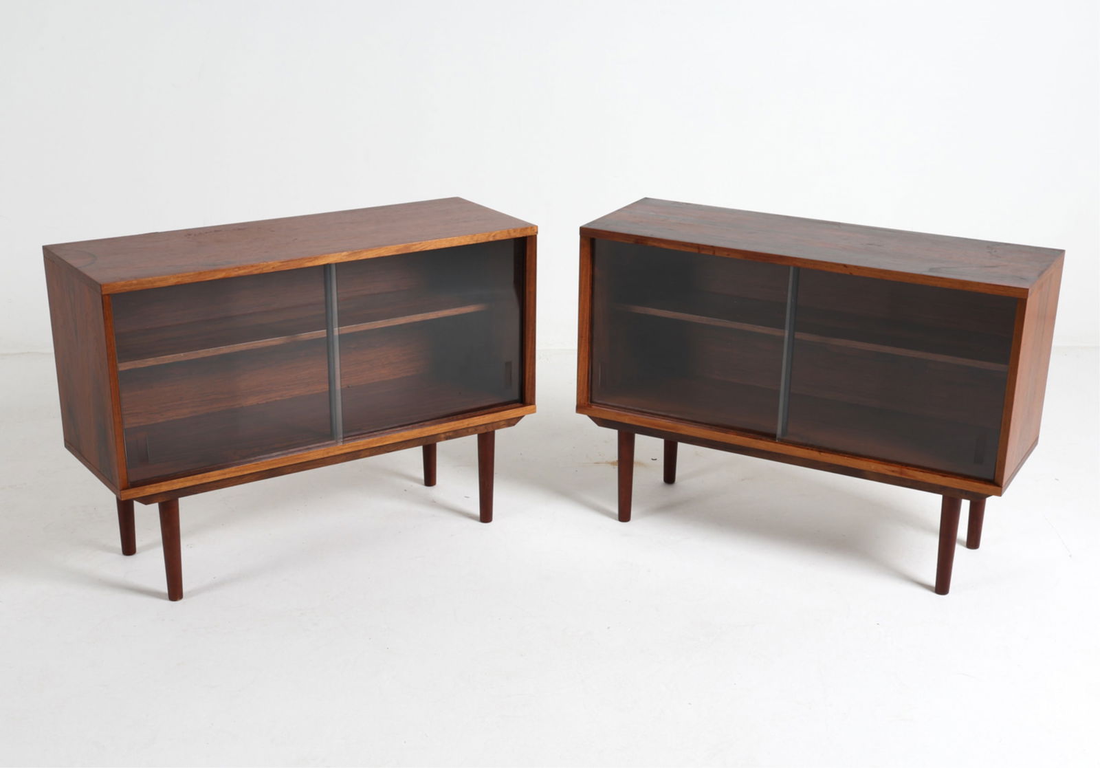 PAIR DANISH ROSEWOOD CABINETS W/ GLASS DOORS (1 of 16)