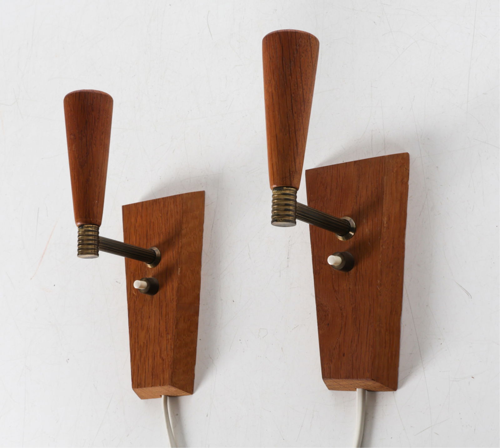 PAIR OF DANISH TEAK WALL SCONCES, CIRCA 1960'S (1 of 10)
