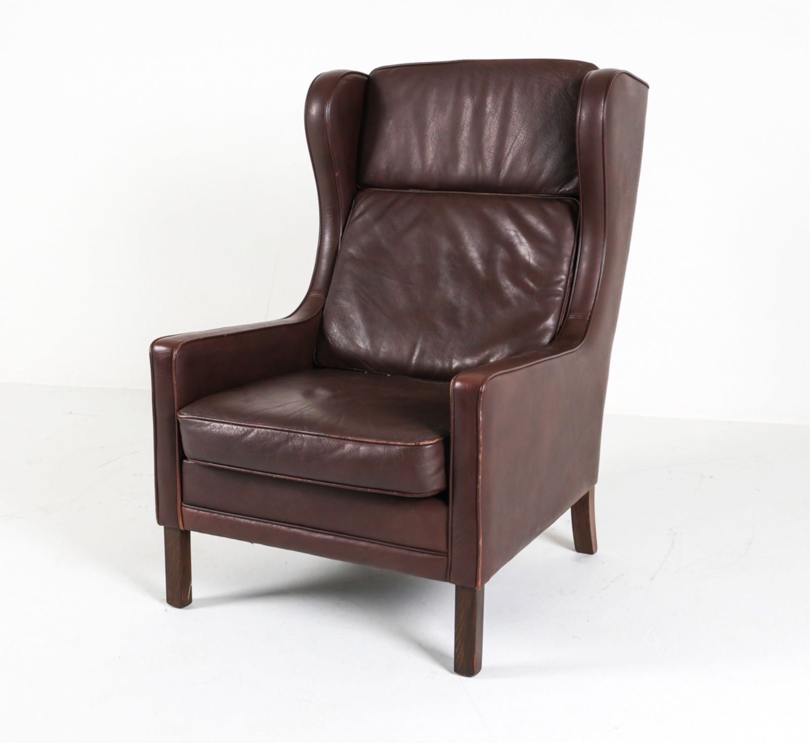 ATTR. MOGENS HANSEN LEATHER WINGBACK CHAIR C.1970S (1 of 18)