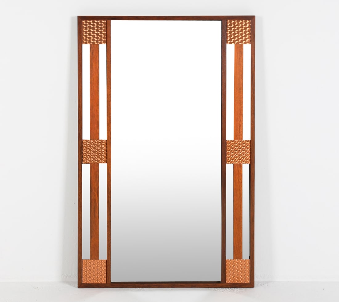 DANISH TEAK AND COPPER WALL MIRROR, C.1960'S (1 of 13)
