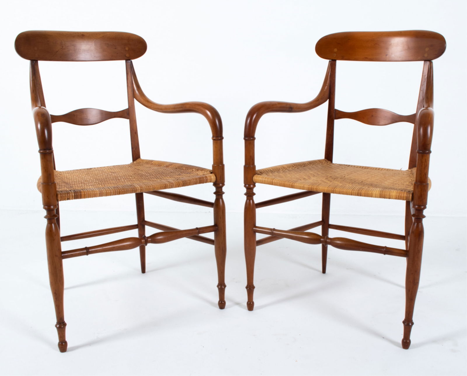 (2) ITALIAN PONTI STYLE WALNUT AND CANE ARMCHAIRS (1 of 16)