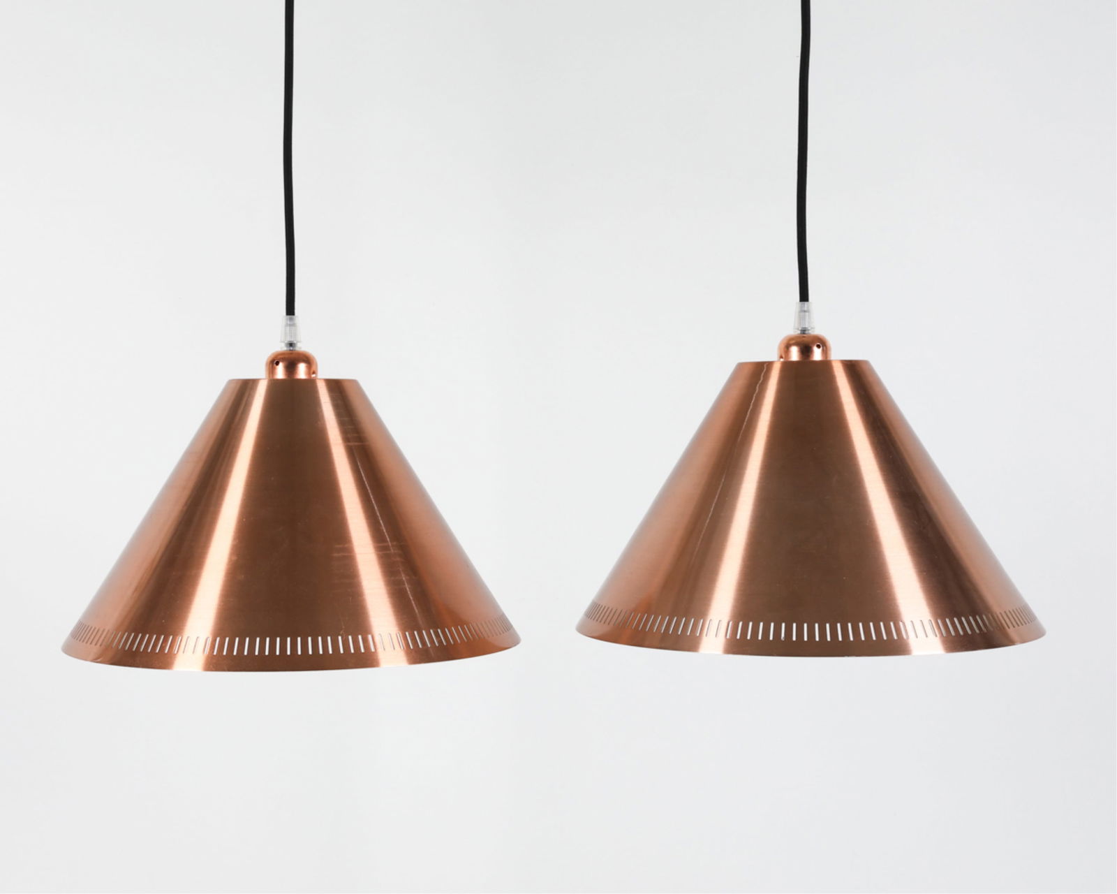 (2) COPPER TONE DANISH CONE PENDANT LIGHTS C.1970S (1 of 10)