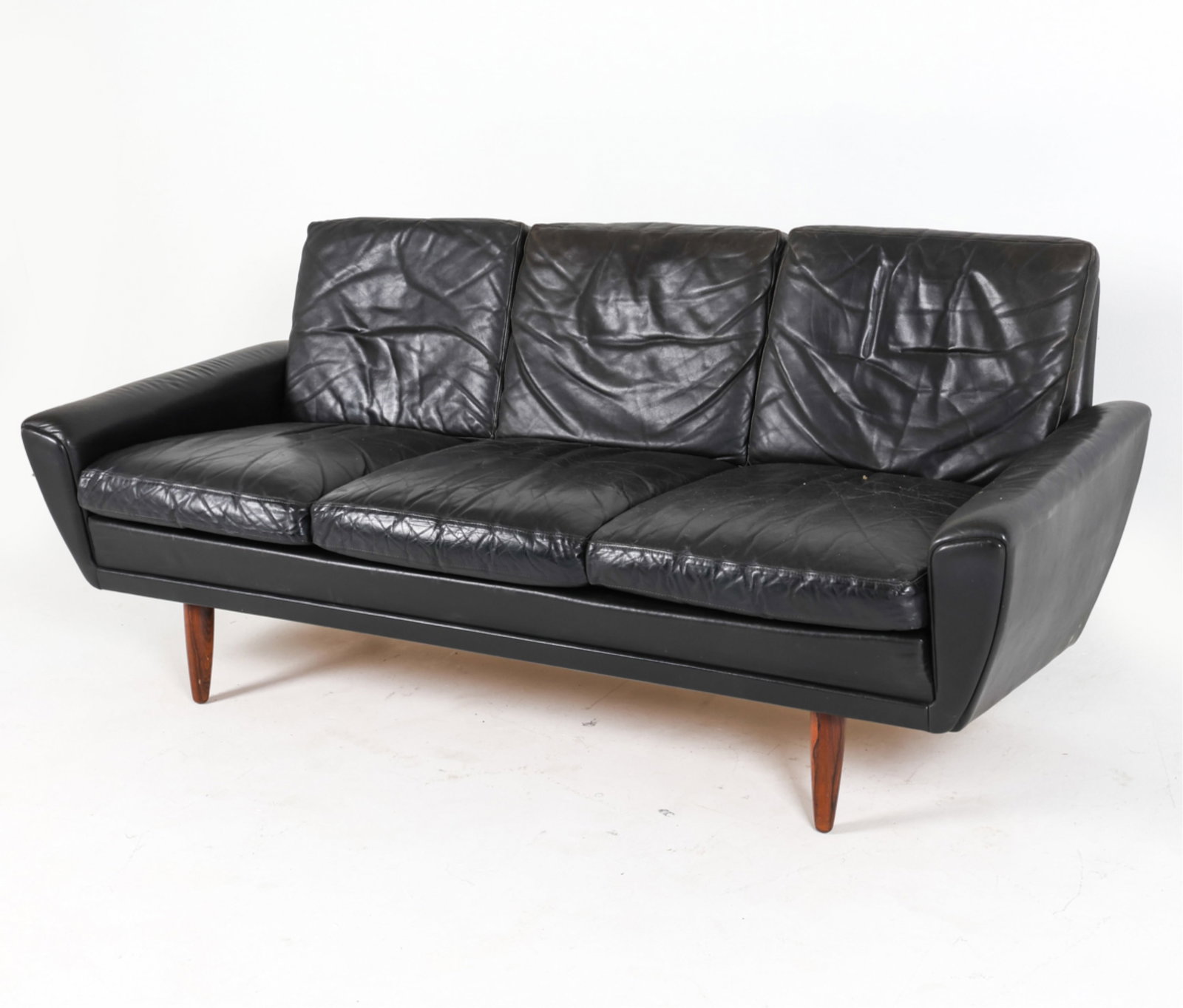GEORG THAMS VEJEN DANISH BLACK LEATHER SOFA (1 of 14)