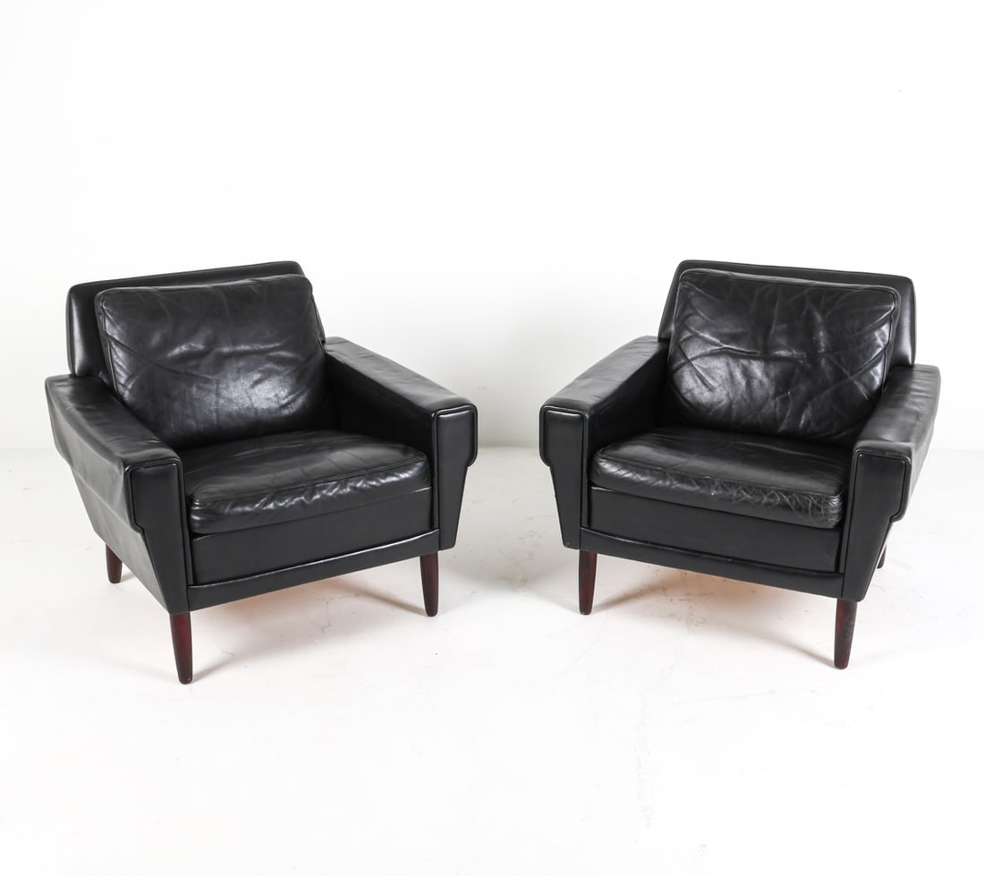 (2) GEORG THAMS STYLE DANISH LEATHER LOUNGE CHAIRS (1 of 14)