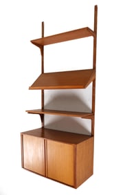 DANISH TEAK WALL CABINET & SHELVES C.1960'S