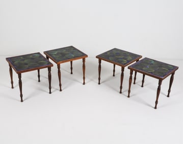 MANNER OF JON MATIN MID-CENTURY TILE TOP TABLES