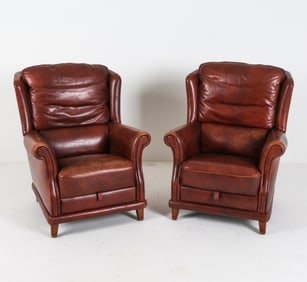 PAIR OF DUTCH LEATHER LOUNGE CHAIRS