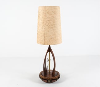 LYNARD OF CALIFORNIA CORK & WALNUT TABLE LAMP