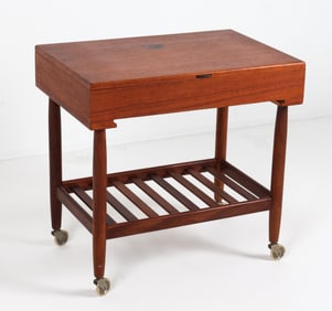 EJVIND A. JOHANSSON TEAK SEWING TABLE CABINET