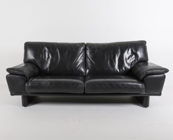 ITALIAN BLACK LEATHER SOFA
