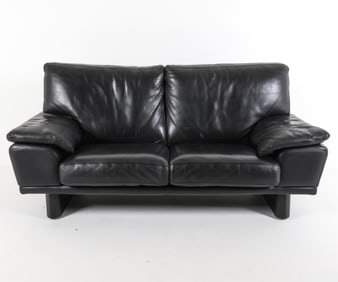 ITALIAN BLACK LEATHER SOFA