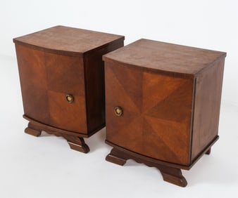 (2) MID-CENTURY OAK NIGHTSTANDS