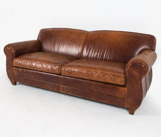 MITCHELL GOLD RESTORATION HARDWARE LEATHER SOFA