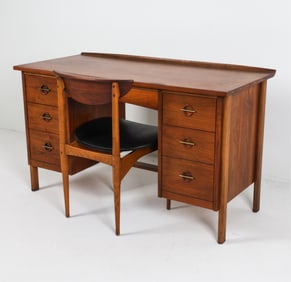 LANE TEAK WRITING DESK AND CHAIR, CIRCA 1960'S