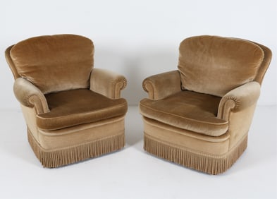(2) MOHAIR VELVET LOUNGE CHAIRS C.1960'S