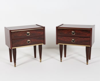 (2) MID-CENTURY ROSEWOOD VENEER NIGHTSTANDS