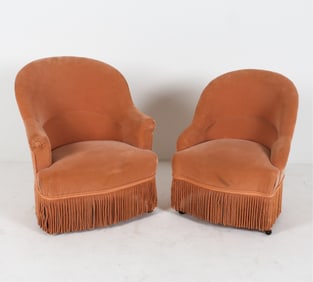 PAIR OF MID-CENTURY VELVET LOUNGE CHAIRS