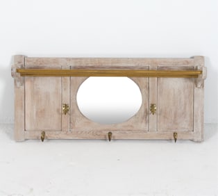 PAINTED OAK COAT RACK W/ MIRROR