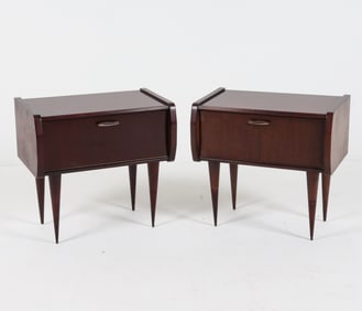 (2) MID-CENTURY MAHOGANY NIGHTSTANDS