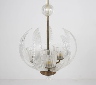 MURANO GLASS AND BRASS CHANDELIER